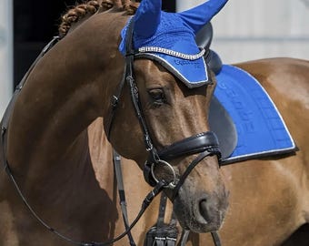 Horse Fly Veil with Sound-Reducing Ears | Crochet Horse Ear Bonnet | Full Size | Equestrian Horse Gear