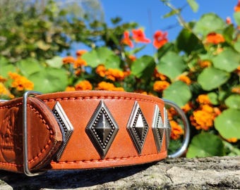 Wide Leather Dog Collar, Handmade Dog Collar, Custom Dog Collar, Large Breed Collar, Heavy Duty Leather Collar, Personalized Pet Collar