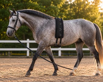Surfaçade de longe pour cheval en néoprène | Rouleau d'entraînement réglable avec 13 anneaux | Poney et équipement de terrassement pleine grandeur