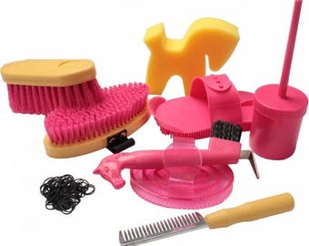 Horse Grooming Kit Set in Box | Complete Horse Brush Set | Equestrian Grooming Supplies | Horse Care Gift | Stable Accessories