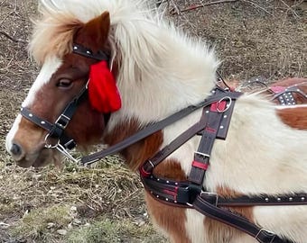 Miniature Horse Harness Set, Handmade Leather Pony Driving Harness, Custom Pony Tack