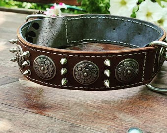 Western Leather Dog Collar, Studded Dog Collar, Handmade Pets Accessories ,Large Breed Dog Collar, Gift For Pet Lover