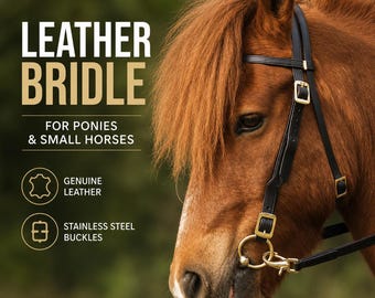 Pony Leather Bridle, Small Horse Riding Bridle, Adjustable Equestrian Tack