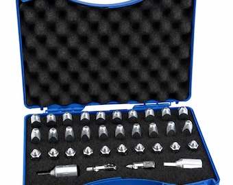 Farrier Stud Kit 30 Studs Tap & Brush Set, Horseshoe Traction Studs Conical Square, Equestrian Tool Case for Horse Shoes