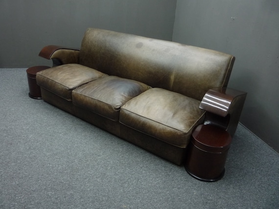 1930 Sofa Bed Leather Vintage Leather Wing Back Sofa, 1930 Chairish