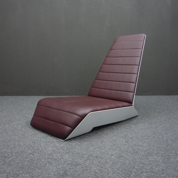 Fauteuil lounge en cuir et fibre de verre de l'ère spatiale DESIGN postmoderne des années 80