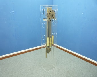 Raro reloj de abuelo de plexiglás de la era espacial de Kieninger Modelo 0009 Regulus 1975 Interior Home