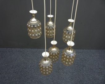 Lámpara colgante en cascada de cristal de burbujas de la era espacial de Helena Tynell DISEÑO de los años 60