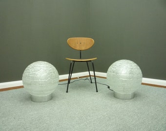 Space-Age Ice Glass & Chrome Floor Lamps by Doria 60s Design