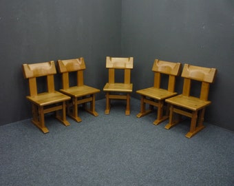 Postmodern Solid Oak Wood Dining Room Chairs 80s DESIGN Interior Home Custom Made