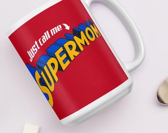 Taza de cómic Supermamá: Cerámica para mamás primerizas heroínas