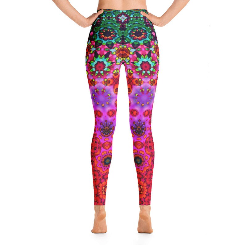 Strawberry Deception Women/'s New Age Tie Dye Floral Hippie Pants Neon Abstract Rainbow Fairy Festival High Waist Premium Yoga Leggings
