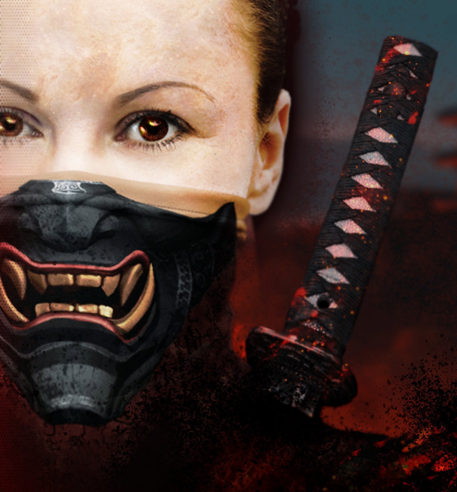 Ghost of Tsushima Samurai Half Face Demon Mask Retro Creative Etsy