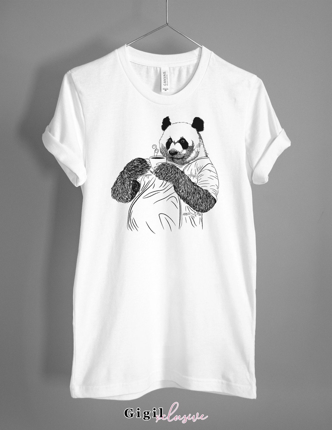 Cute Panda With Coffee Graphic T-shirt Animals With Coffee - Etsy