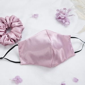 Face mask, Satin Face mask with Nose wire, Face mask with Filter Pocket, Reusable face mask, Washable face mask, Dusty Pink