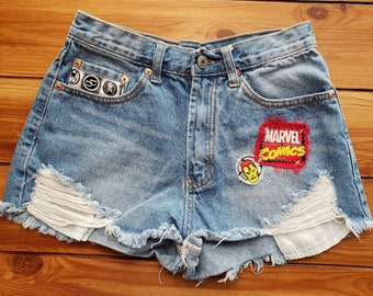 marvel denim shorts