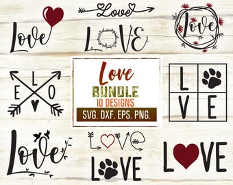 Liebe SVG Bundle: Herz, Valentinstag Designs (Digitaler Download)