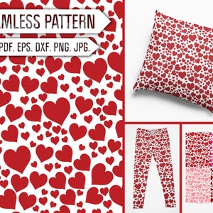 Hearts Seamless Pattern Svg. Repeatable Pattern. Repeat Pattern Svg. Valentine&#39;s Day Svg. Hearts Print Bacground. Cricut, Silhouette png eps