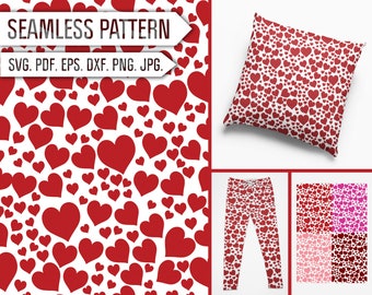Hearts Seamless Pattern SVG: Valentine's Day Background (Digital Download)