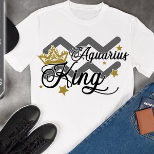 Roi du Verseau Svg. Signe du zodiaque Svg. Horoscope Svg. Signe du Verseau Svg. Chemise du Verseau. Février Svg. Anniversaire Svg. Cricut Silhouette dxf