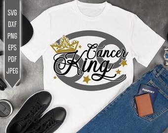 Cancer King Svg: Zodiac Sign Horoscope, July Birthday (Digital Download)