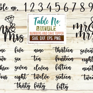 Wedding Table Numbers Svg. Table Numbers Svg. Wedding Svg Bundle. Mr & Mrs Svg. Bride Svg. Groom Svg. Cricut, Silhouette, Dxf, Eps, Png