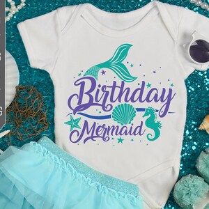 Birthday Mermaid Svg. Mermaid Svg. Girl Birthday Party Svg. Mermaid Tail Svg. Mermaid Birthday Shirt Svg. Iron On, Sublimation, dxf eps png