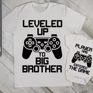 Genivelleerd tot Big Brother Svg, dxf, png, eps. Brothers Funny Matching Shirts Svg. Gamer Brothers Svg. Game Controller Svg. Nieuwe broeder Svg.