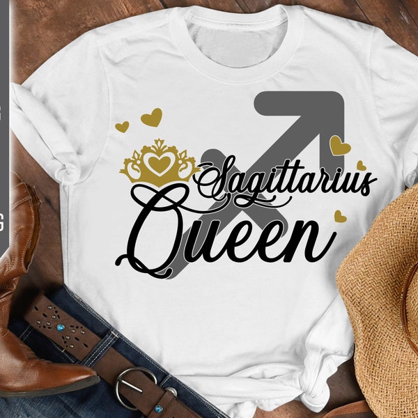 Sagittarius Queen Svg. Zodiac Sign Svg. Horoscope Svg. Sagittarius Sign Svg. Sagittarius Shirt. Sagittarius Birthday Svg. Cricut, Silhouette