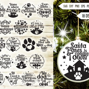 Caniche adorno navideño svg bundle. Adornos redondos de Navidad Svg. Feliz Navidad Svg. Citas, dichos, frases de animales de compañía Dxf Eps Png Pdf