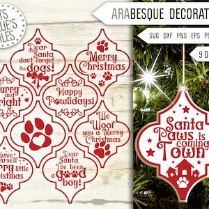 Dog Christmas Ornament Svg Bundle. Arabesque Svg. Arabesque Decorations Svg. Lowe&#39;s Tile Svg. Pet Animal Paw Dxf, Eps, Png, Pdf. Dog Owner