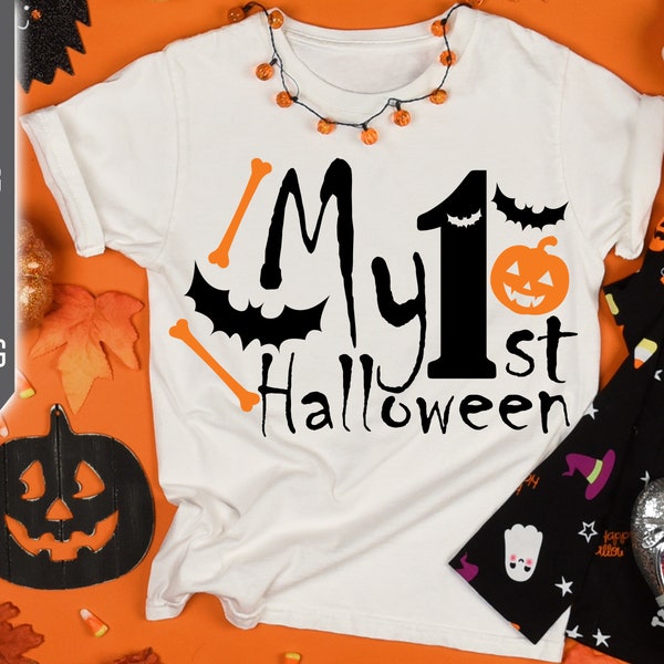 My First Halloween Svg. Cut Files For First Halloween Onesie, Bib, Bodysuit, Shirt For Boy, Girl, Kid, Toddler, Child. Cricut, Silhouette.