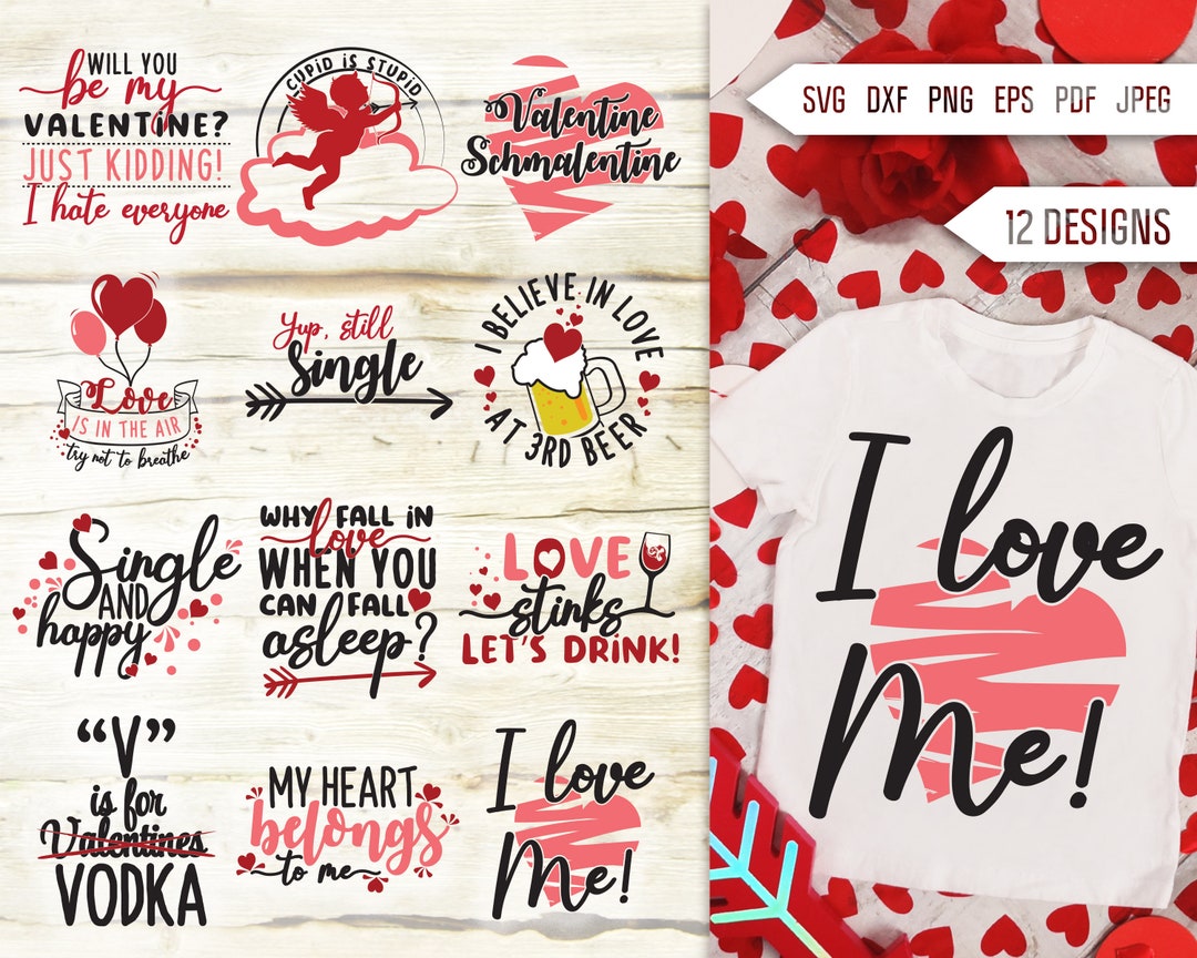 Anti Valentines Day Svg Bundle. I Hate Valentine Svg. Funny Valentine
