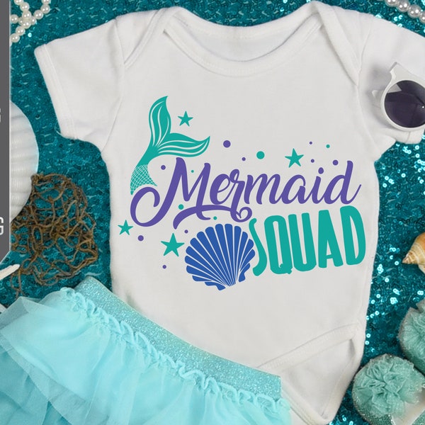 Mermaid Squad Svg. Mermaid Svg. Mermaid Tail Svg. Mermaid Birthday Party Svg. Mermaid Birthday Girl Svg. Iron On, Sublimation, dxf, eps