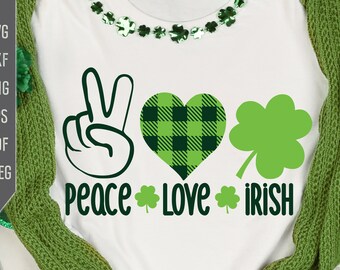 Paz, amor y SVG irlandés: Diseño de trébol del Día de San Patricio (Descarga digital)