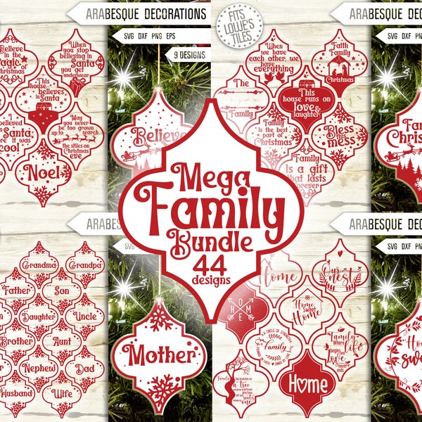 Arabesque Christmas Ornament Family Svg Mega Bundle. Arabesque Tile Bauble Svg. Christmas Decorations Svg. Lowe's Satori Tile Dxf Eps Png