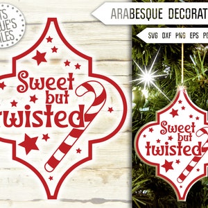 Sweet But Twisted Candy Cane Christmas Svg. Funny Arabesque Ornaments Svg. Lowe's Tile Svg. Christmas Decorations Dxf Eps, Png