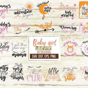 Baby Girl Svg Bundle. Bebé niña primer cumpleaños Svg. Little Girl Bundle Svg. Chica recién nacida Svg. Bebé niña ducha Svg. Cricut, Silueta, dxf