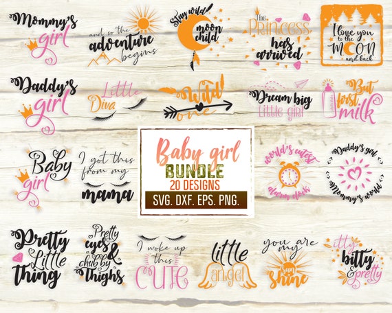 Baby Girl SVG Bundle: 20 Designs for Cricut, Silhouette (Digital Download)
