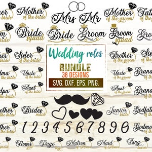 Mariage Svg. Mariage Svg Bundle. Mariée Svg. Groom Svg. Rôles de mariage Svg. Demoiselle d’honneur Svg. Maid Of Honor Svg. Bridal Party Dxf, Eps, Png