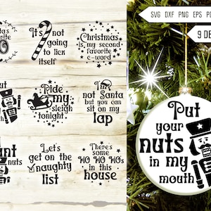 Naughty Sexy Christmas Ornament Svg Bundle. Runder Christbaumschmuck Svg. Frohe Weihnachten Svg. Lustige und unhöfliche Sprüche Dxf Eps Png Pdf