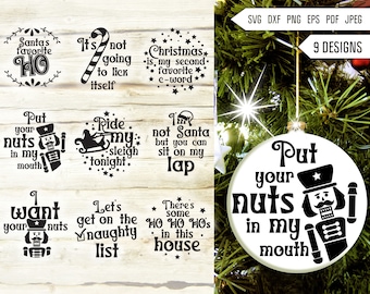 Stygg sexig julgranskulor Svg-paket. Runda julgranskulor Svg. God jul Svg. Roliga och oförskämda citat Dxf Eps Png Pdf
