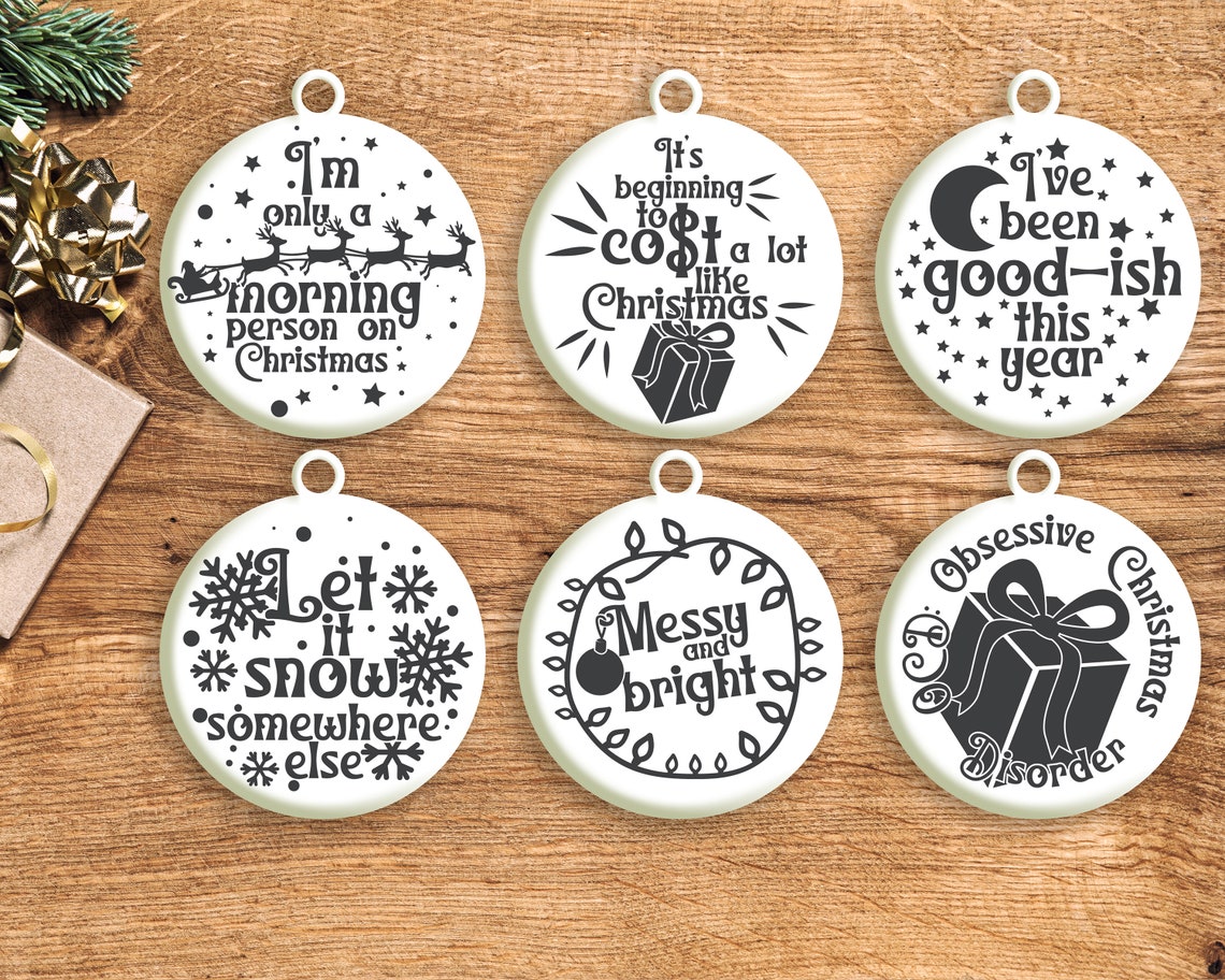Funny Christmas Ornament Svg Bundle. Round Christmas Ornaments Etsy