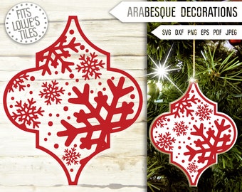 Arabesque Snowflakes SVG: Christmas Tile Ornament (Digital Download)