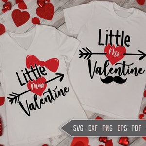 Schwester und Bruder Valentine Svg. Kleine Miss Valentine und kleine Herr Valentine Svg. passende Geschwister Valentine Shirts Svg. Dxf, Eps, Png