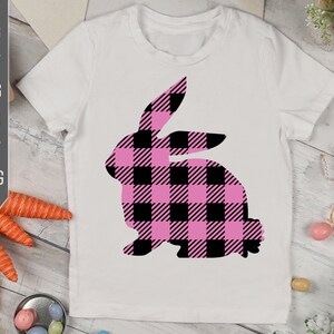 Buffalo Plaid Osterhase Svg. Bunny Silhouette Svg. Ostern Svg. rosa Ostern Kaninchen Svg. Cricut, Sublimation, Eisen auf, Dxf, Eps, Png, pdf