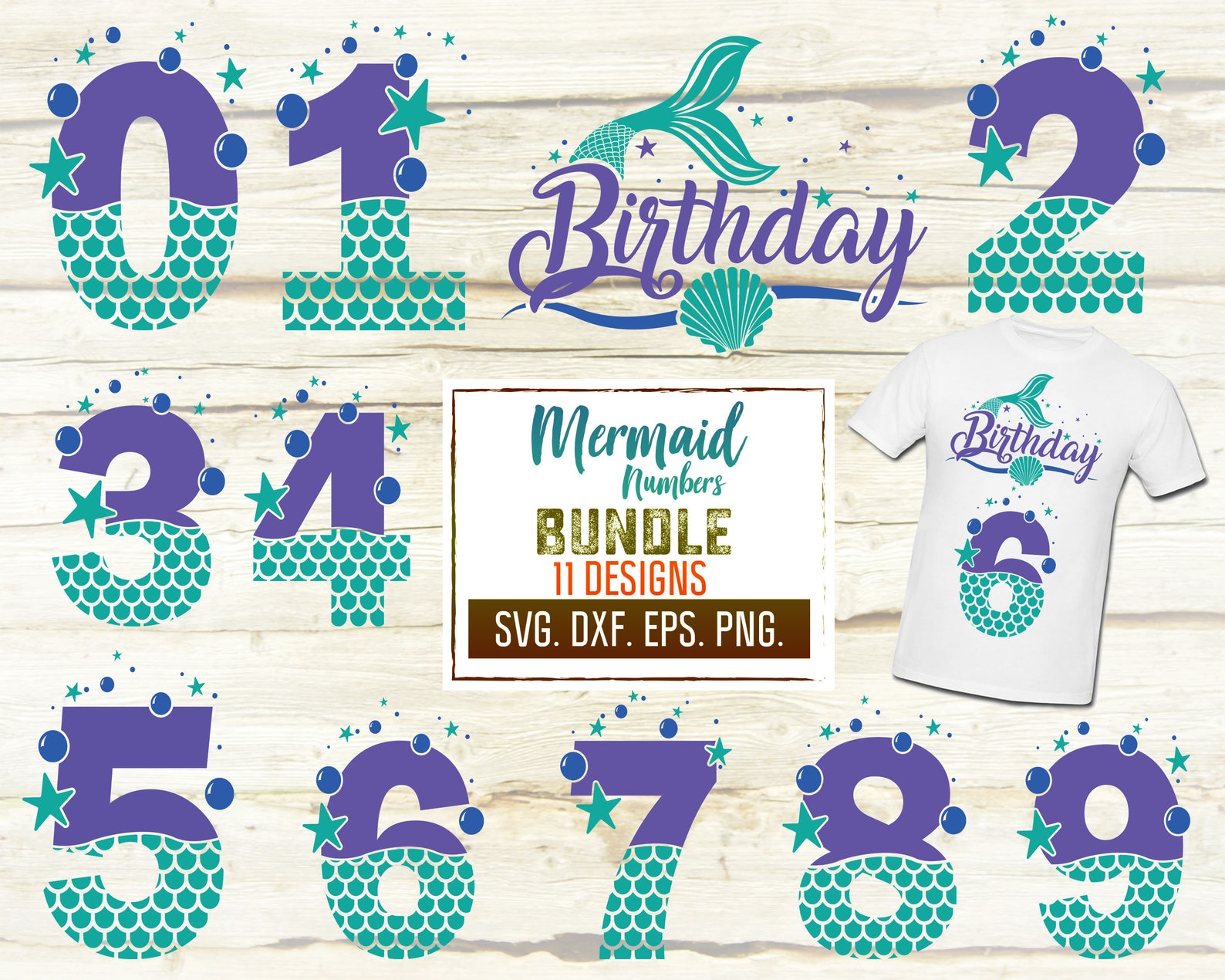 Mermaid Numbers 0-9 Svg. Mermaid Birthday Svg. First Mermaid | Etsy