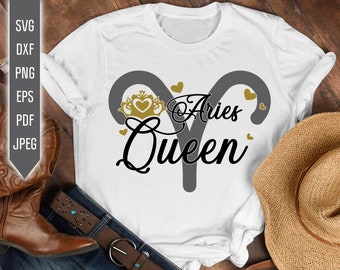 Aries Queen SVG: Sternzeichen Horoskop Shirt Design (Digitaler Download)