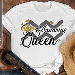 Verseau Reine Svg. Signe du zodiaque Svg. Horoscope Svg. Signe du Verseau Svg. Chemise du Verseau. Février Svg. Aquarius Anniversaire. Cricut, Silhouette