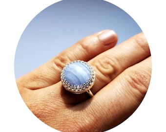 Bague En Argent 925 Et Calcédoine - Modèle BA-AR-607 - Taille 58 - Neuf Avec étiquettes